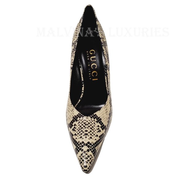 GUCCI SHOES PYTHON PRINT METAL 105mm HIGH HEEL PUMPS - Picture 7 of 14